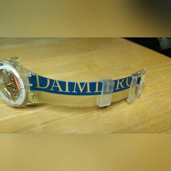 X Swatch Acrylic case black hour markers on white dial ring original Chrysler - Picture 3 of 11